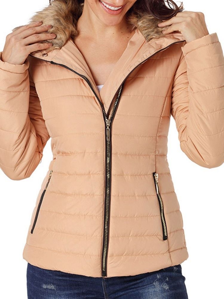 Jaqueta De Inverno Feminina Com Zíper Slim Padrão