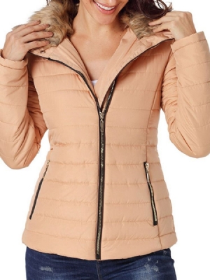 Jaqueta De Inverno Feminina Com Zíper Slim Padrão