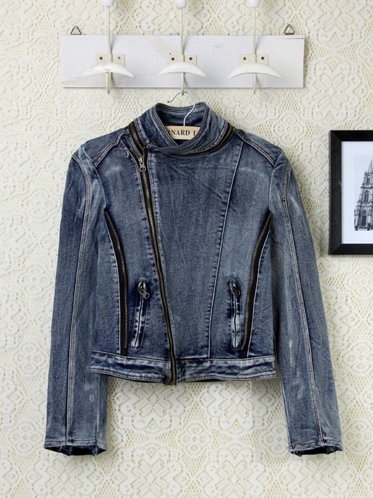 Jaqueta Jeans Feminina Fina De Lapela