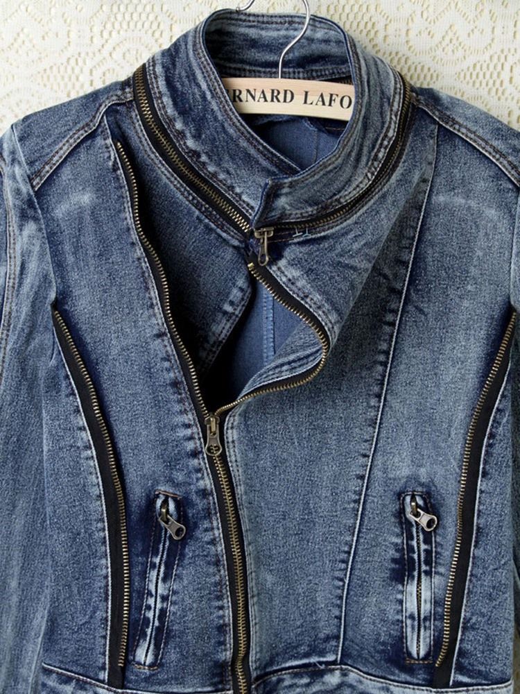 Jaqueta Jeans Feminina Fina De Lapela