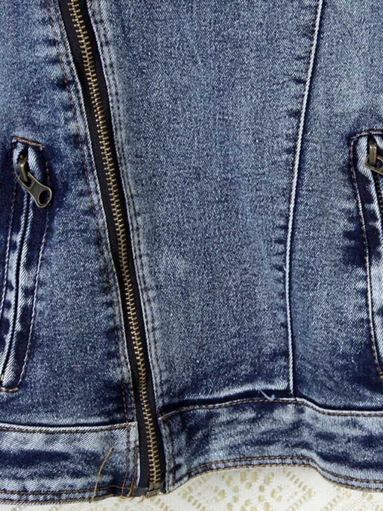 Jaqueta Jeans Feminina Fina De Lapela