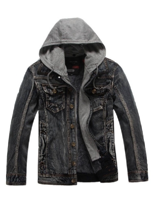 Jaqueta Jeans Grossa Com Capuz De Inverno Masculino Tamanho Pequeno