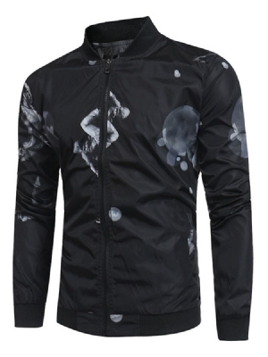 Jaqueta Justa Masculina Com Colarinho Estampado