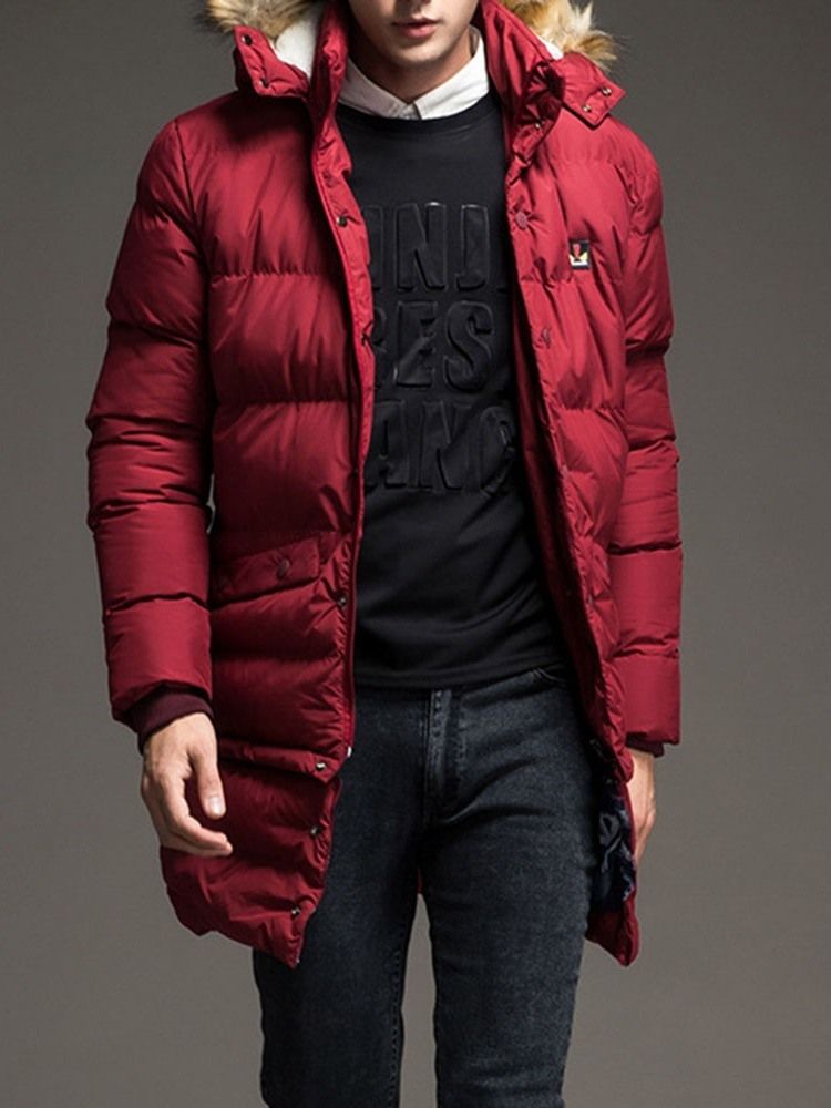 Jaqueta Lisa De Comprimento Médio Casual De Peito Único Masculino