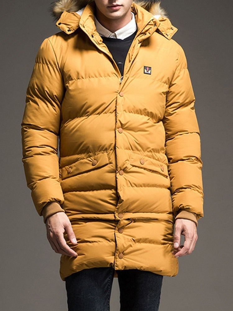 Jaqueta Lisa De Comprimento Médio Casual De Peito Único Masculino