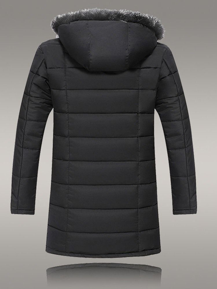 Jaqueta Longa Casual Masculina Com Zíper Em Bloco