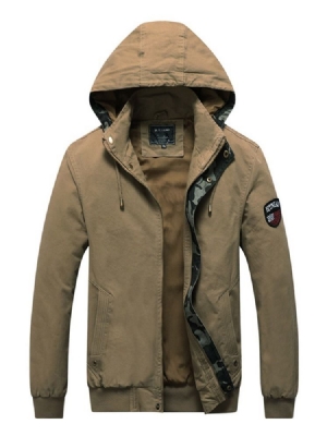 Jaqueta Masculina Camuflada Com Capuz E Zíper