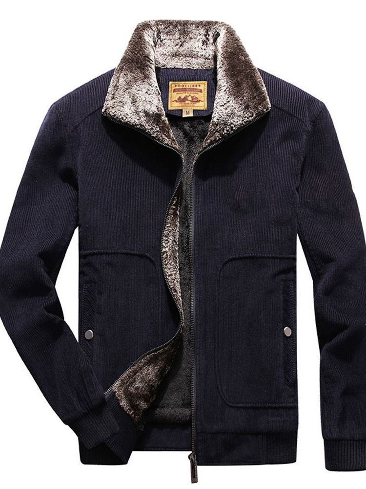 Jaqueta Masculina Color Block Zipper Lapel Loose