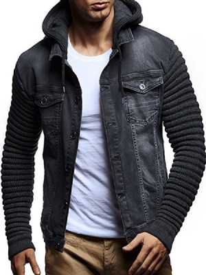Jaqueta Masculina Com Capuz Patchwork Bolsos