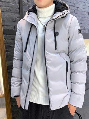 Jaqueta Masculina Com Zíper Com Capuz Liso Estilo Casual