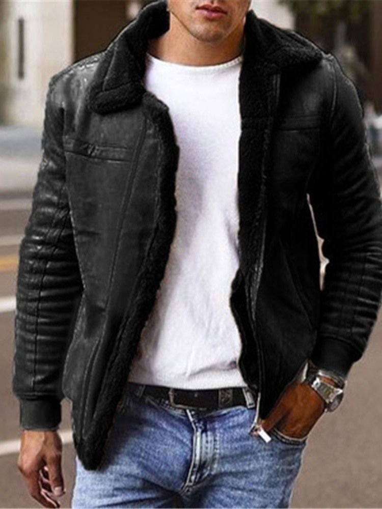 Jaqueta Masculina Patchwork Simples Lapela Inverno Inglaterra