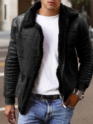 Jaqueta Masculina Patchwork Simples Lapela Inverno Inglaterra