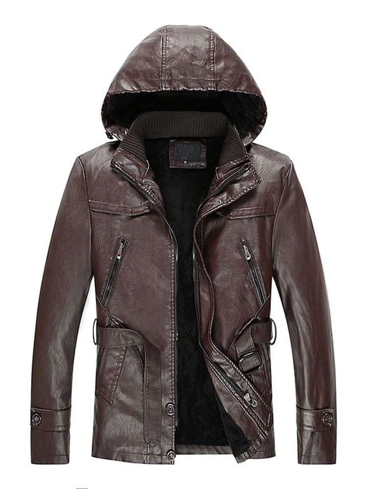 Jaqueta Slim Masculina Com Capuz Liso Com Zíper