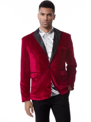 Lapela Lisa De Veludo Entalhado Lapela De Peito Único Vogue Slim Blazer Masculino
