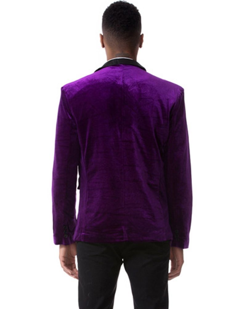 Lapela Lisa De Veludo Entalhado Lapela De Peito Único Vogue Slim Blazer Masculino