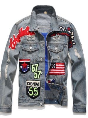 Letter Lapel Appliques Jaqueta De Peito Único Masculino