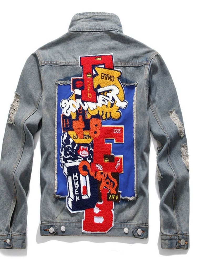 Letter Lapel Appliques Jaqueta De Peito Único Masculino