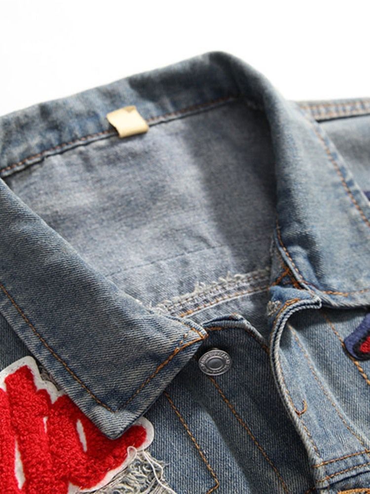Letter Lapel Appliques Jaqueta De Peito Único Masculino