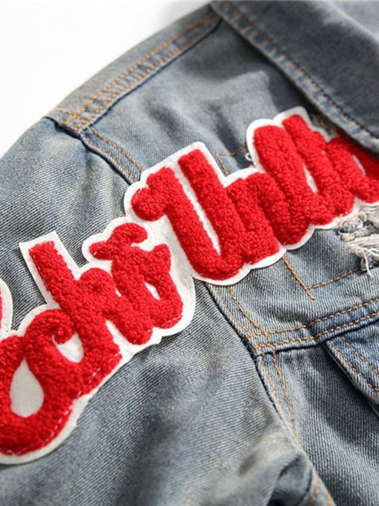 Letter Lapel Appliques Jaqueta De Peito Único Masculino