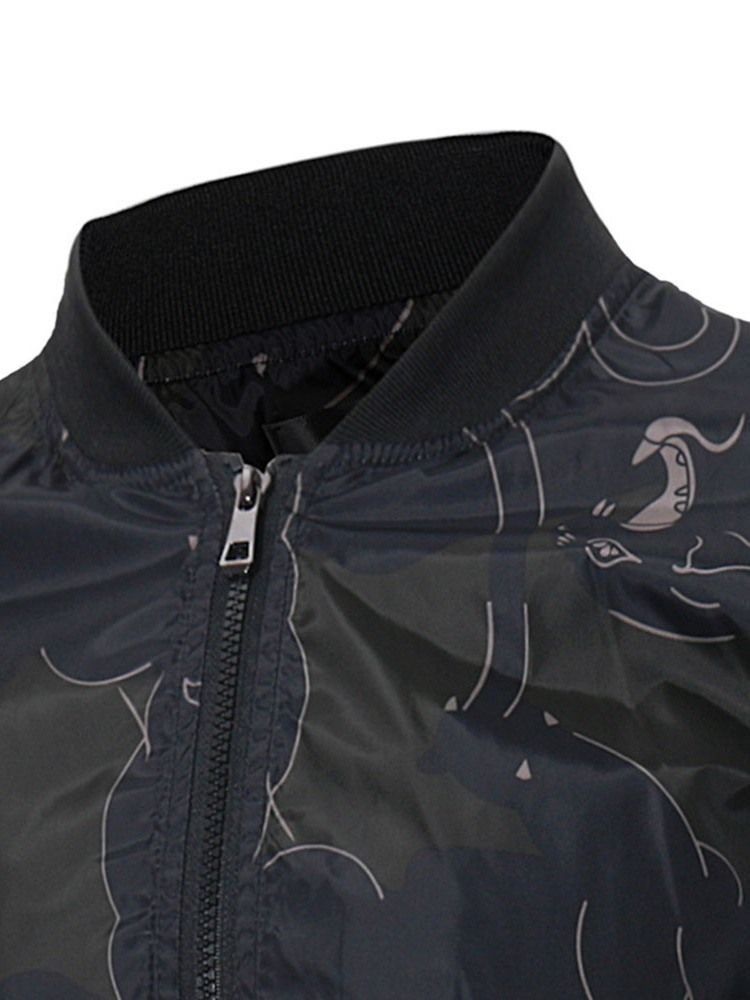 Patchwork Color Block Stand Collar Zipper Casaco Masculino