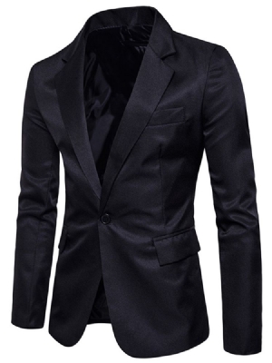 Roupas Masculinas Lapela Lisa Com Entalhe Fino Blazer Leve