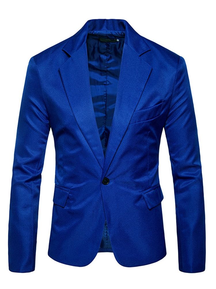 Roupas Masculinas Lapela Lisa Com Entalhe Fino Blazer Leve