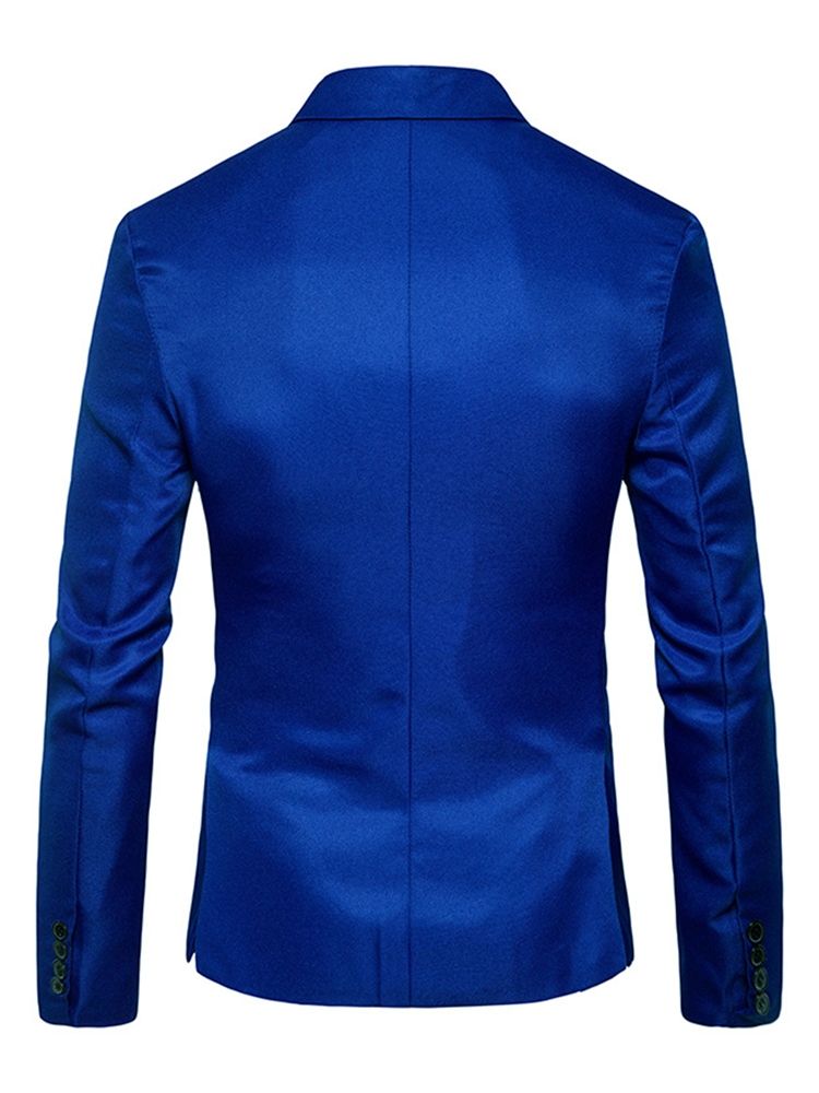 Roupas Masculinas Lapela Lisa Com Entalhe Fino Blazer Leve