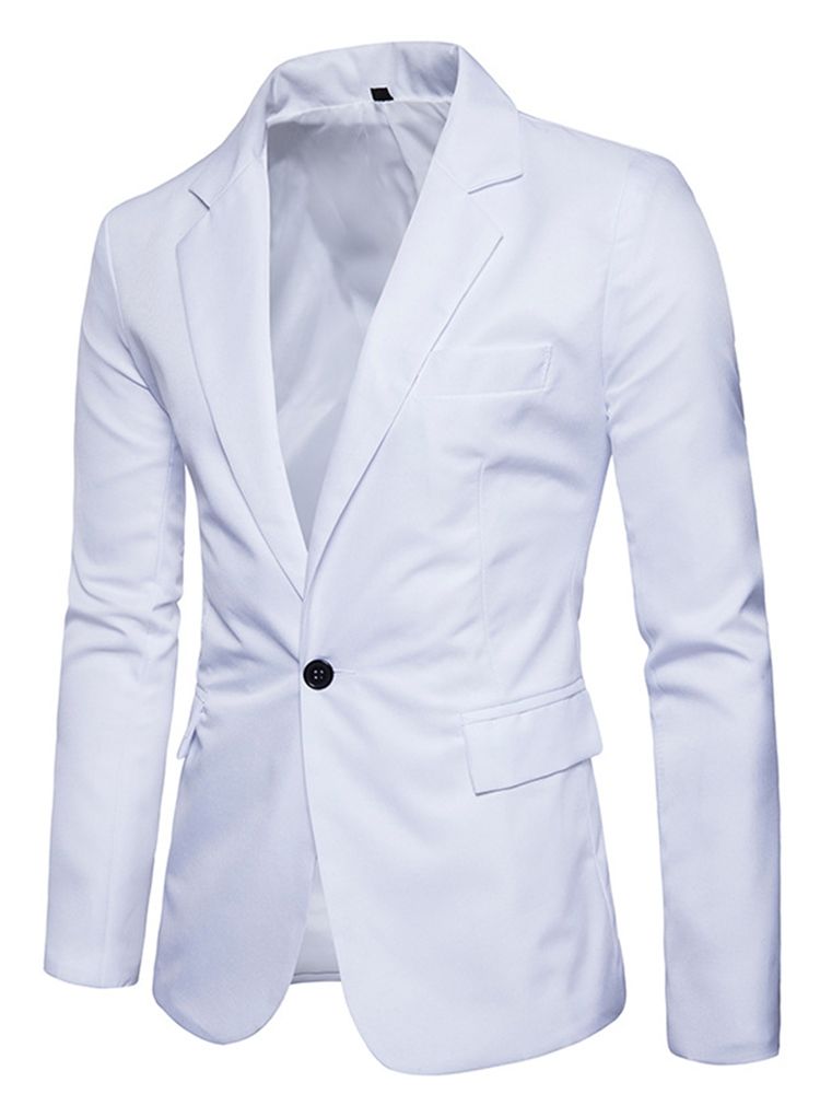 Roupas Masculinas Lapela Lisa Com Entalhe Fino Blazer Leve