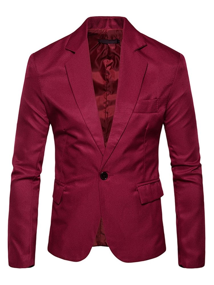Roupas Masculinas Lapela Lisa Com Entalhe Fino Blazer Leve
