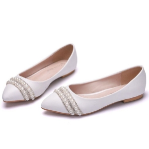 Bloco De Strass Salto Alto Bico Fino Liso Sapatilhas Brancas Femininas