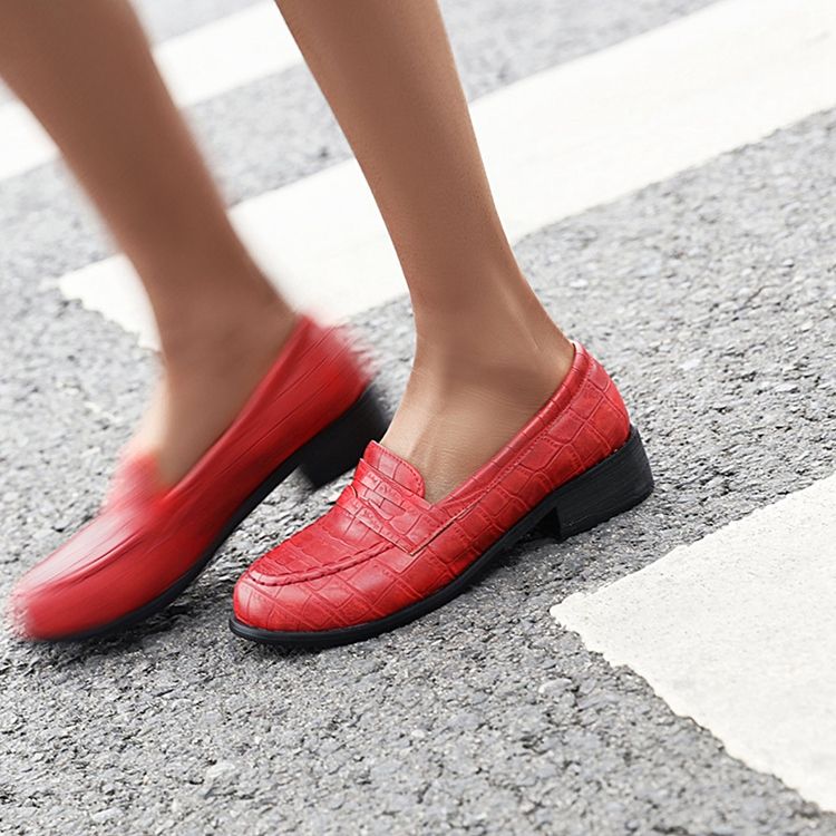 Calcanhar Bloco Feminino De Salto Redondo Slip-on Casual Fino