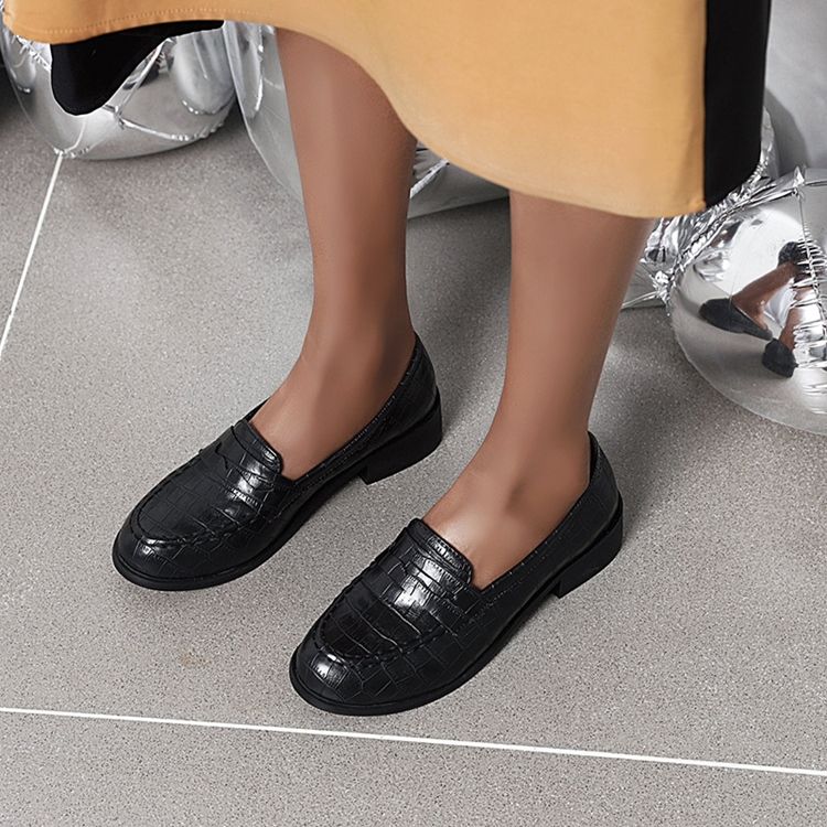 Calcanhar Bloco Feminino De Salto Redondo Slip-on Casual Fino