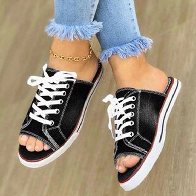 Feminino Slip-on Flat Com Cadarços Simples