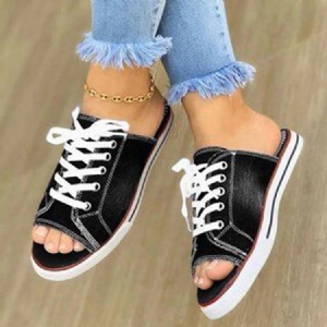 Feminino Slip-on Flat Com Cadarços Simples