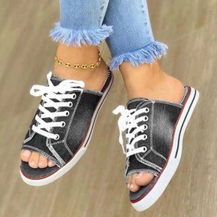 Feminino Slip-on Flat Com Cadarços Simples