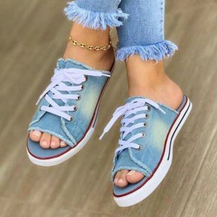 Feminino Slip-on Flat Com Cadarços Simples