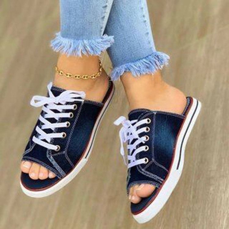 Feminino Slip-on Flat Com Cadarços Simples
