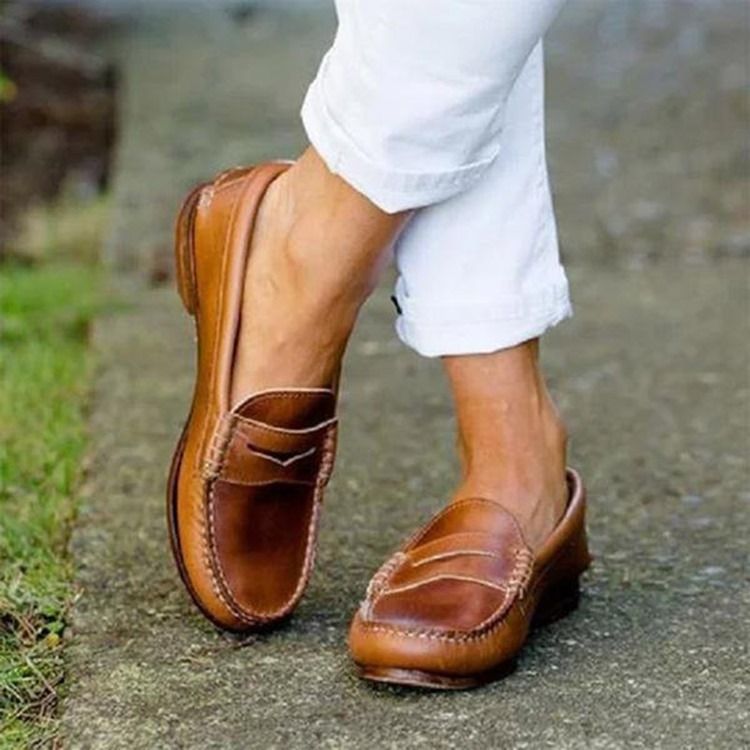 Fio Deslizante Feminino Liso Com Sapatos Finos Casuais