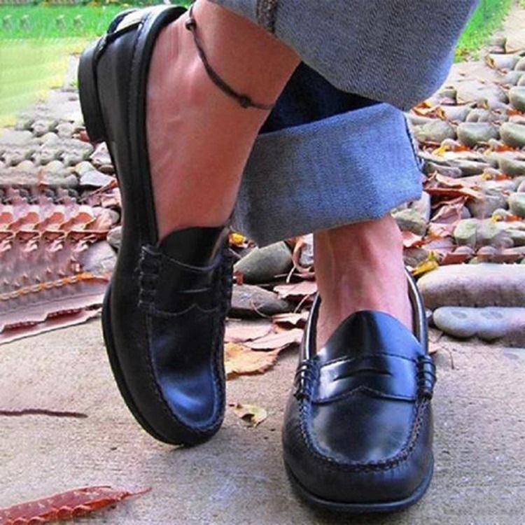 Fio Deslizante Feminino Liso Com Sapatos Finos Casuais