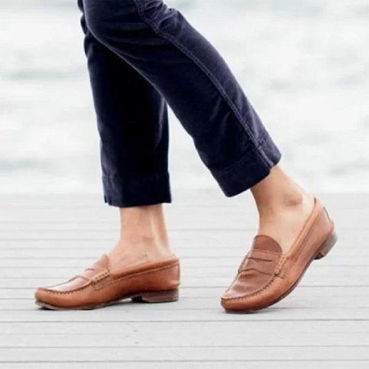 Fio Deslizante Feminino Liso Com Sapatos Finos Casuais