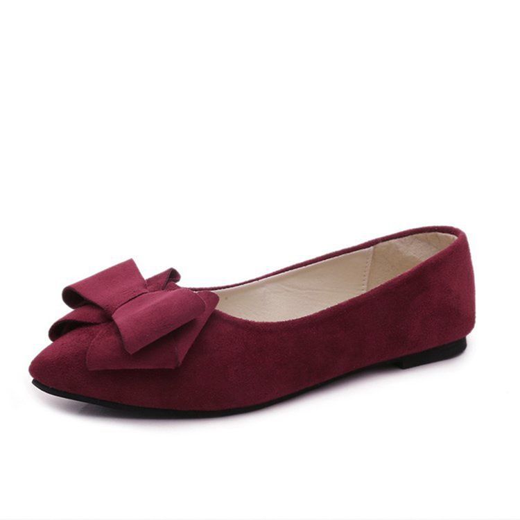 Flats Femininos Lisos E Decotados Decorados Com Bowknot