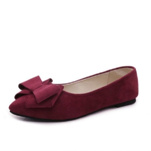 Flats Femininos Lisos E Decotados Decorados Com Bowknot