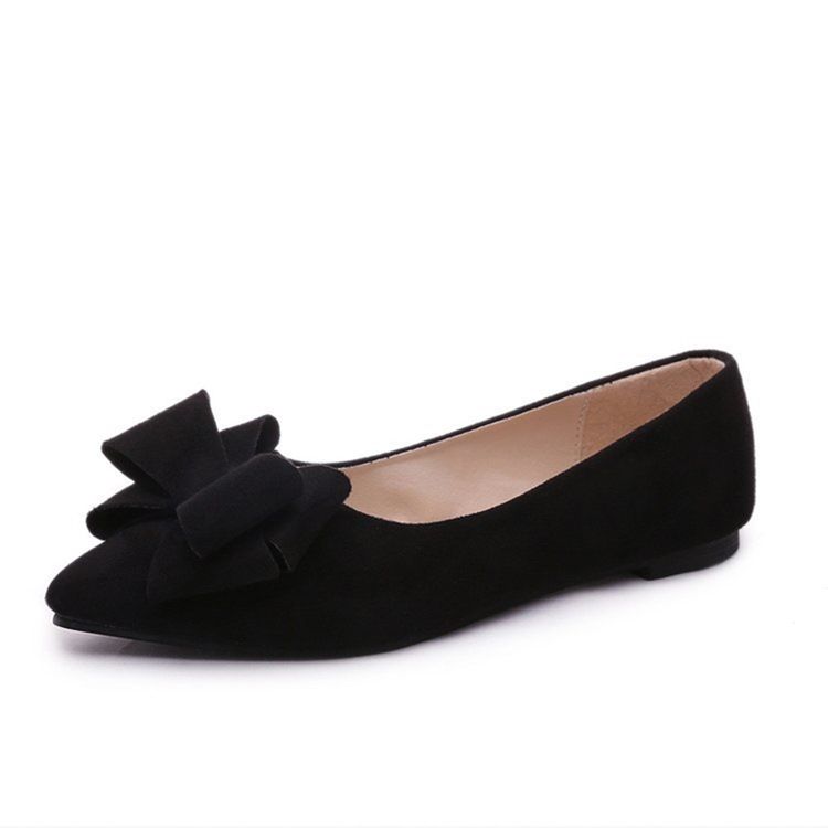 Flats Femininos Lisos E Decotados Decorados Com Bowknot
