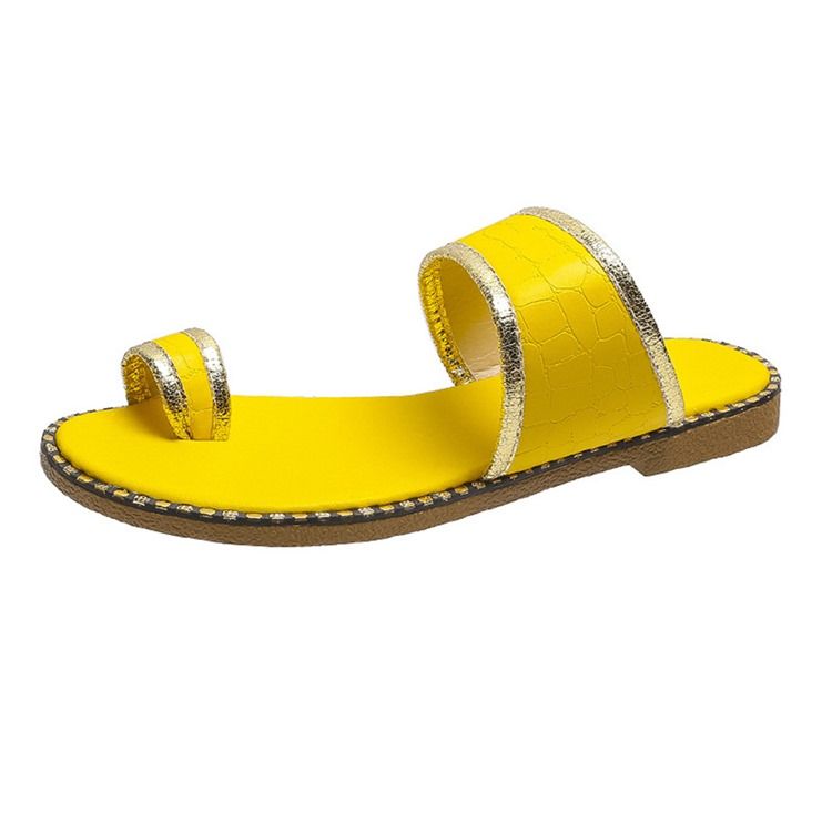 Plano Com Anel De Dedo Do Pé Chinelos Femininos Ocidentais
