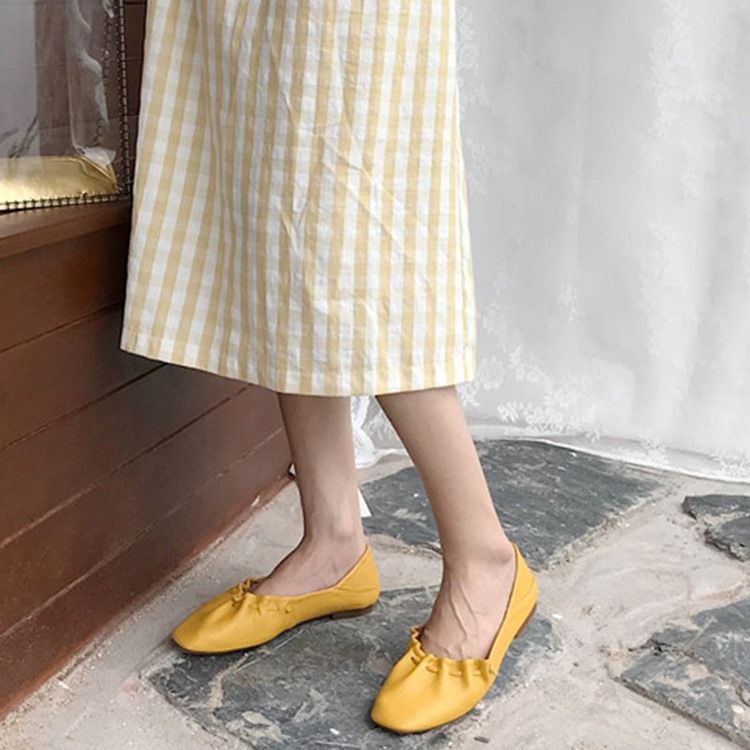 Pu Square Toe Slip-on Block Salto Feminino Sapatilhas