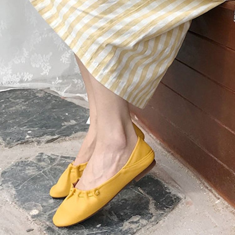 Pu Square Toe Slip-on Block Salto Feminino Sapatilhas