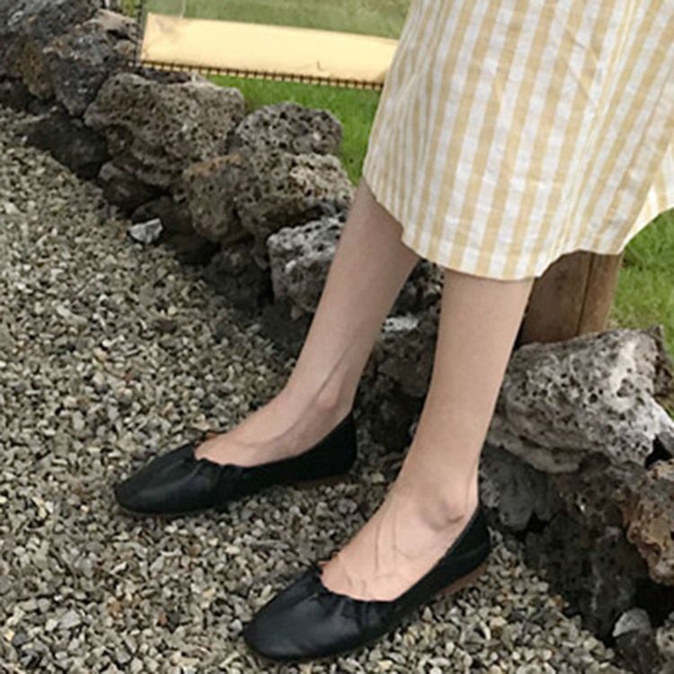 Pu Square Toe Slip-on Block Salto Feminino Sapatilhas