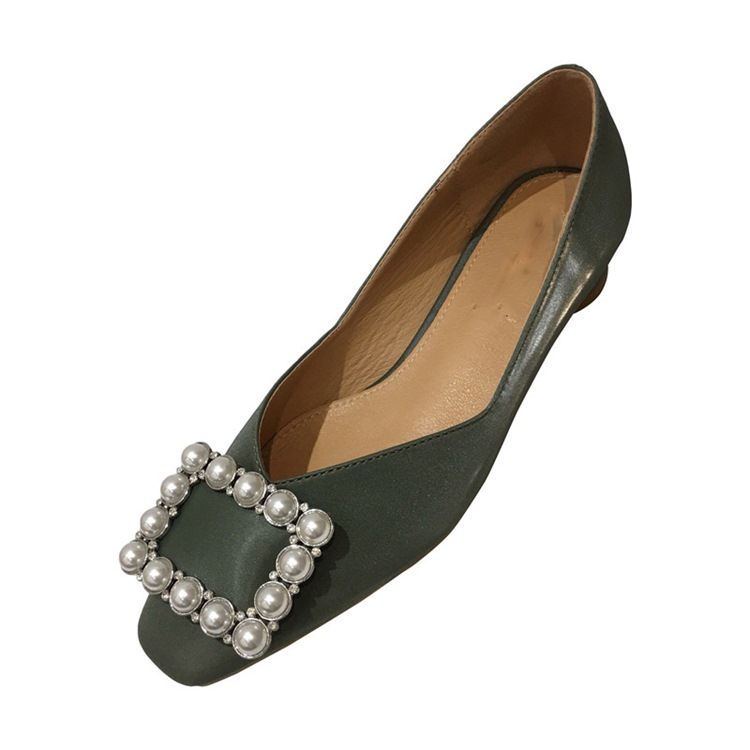 Pu Square Toe Slip-on Decotado Superior Feminino Flats