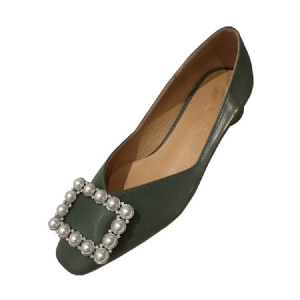 Pu Square Toe Slip-on Decotado Superior Feminino Flats
