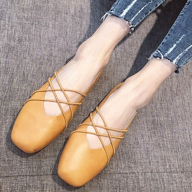 Pu Square Toe Slip-on Feminino